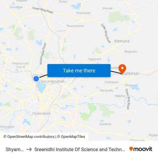 Shyamlal to Sreenidhi Institute Of Science and Technology map