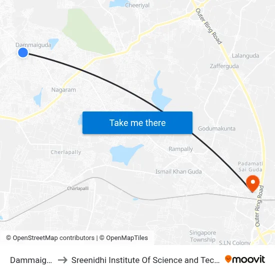 Dammaiguda to Sreenidhi Institute Of Science and Technology map