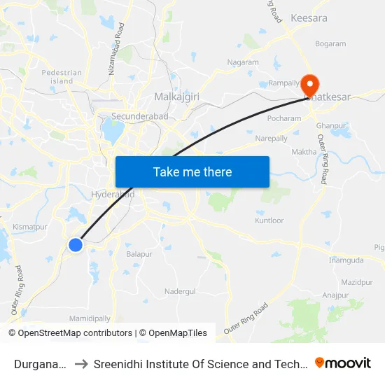 Durganagar to Sreenidhi Institute Of Science and Technology map
