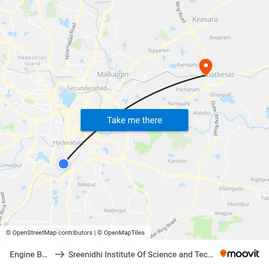 Engine Bowli to Sreenidhi Institute Of Science and Technology map