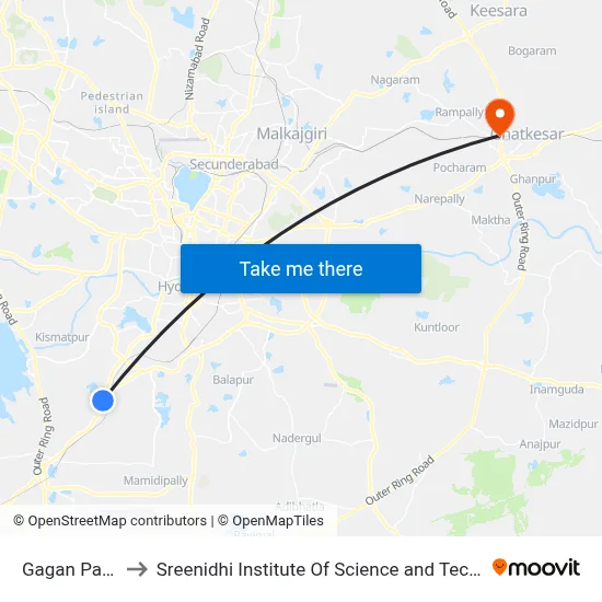 Gagan Pahad to Sreenidhi Institute Of Science and Technology map