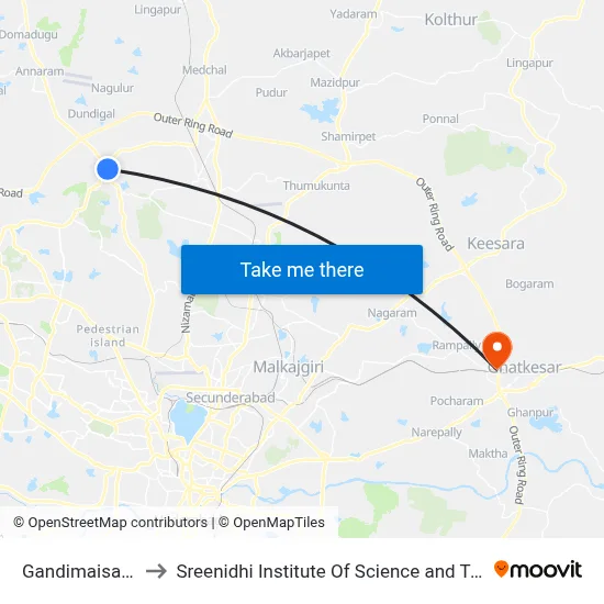 Gandimaisamma to Sreenidhi Institute Of Science and Technology map
