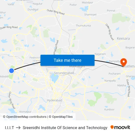 I.I.I.T to Sreenidhi Institute Of Science and Technology map