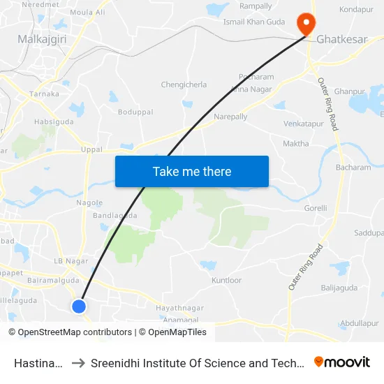 Hastinapur to Sreenidhi Institute Of Science and Technology map