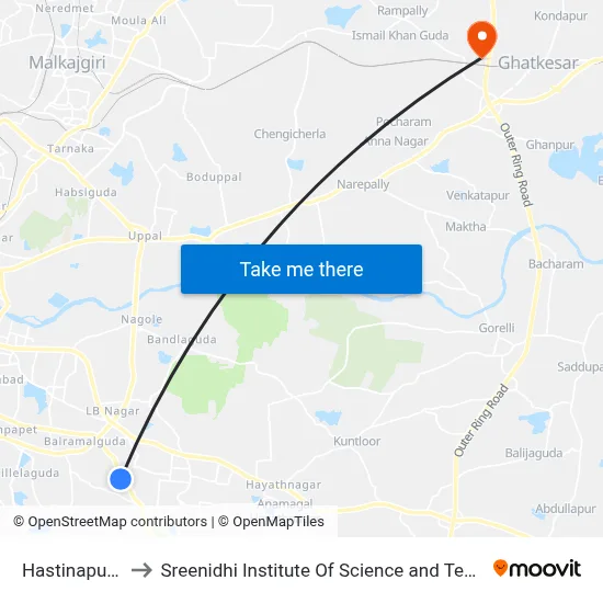 Hastinapuram to Sreenidhi Institute Of Science and Technology map