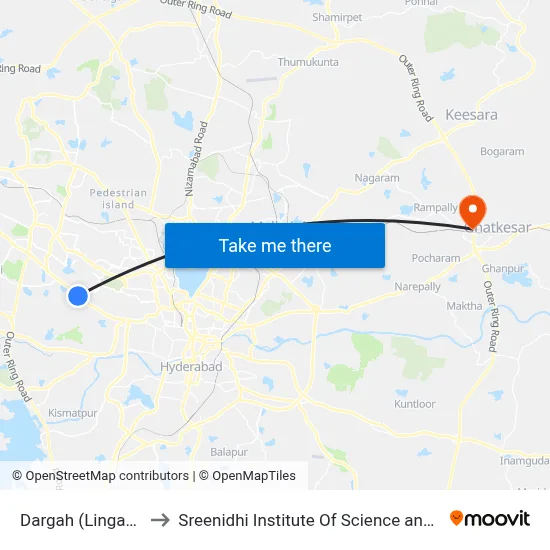 Dargah (Lingampally) to Sreenidhi Institute Of Science and Technology map