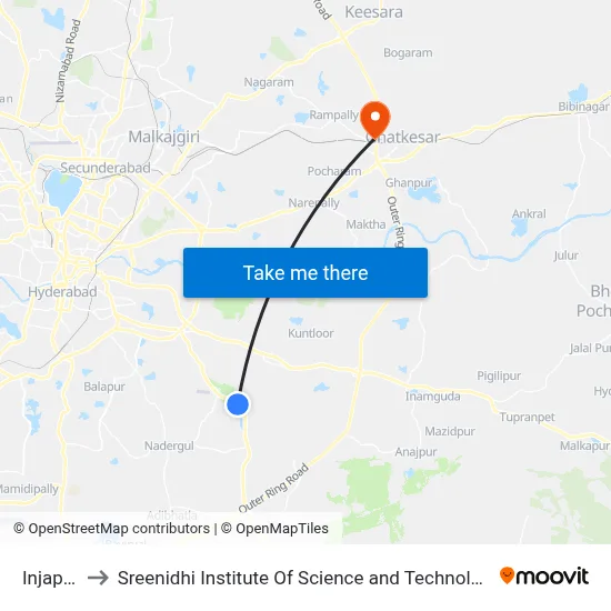 Injapur to Sreenidhi Institute Of Science and Technology map