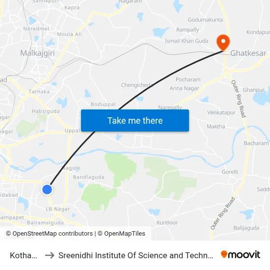 Kothapet to Sreenidhi Institute Of Science and Technology map