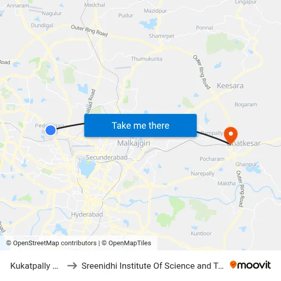 Kukatpally Depot to Sreenidhi Institute Of Science and Technology map