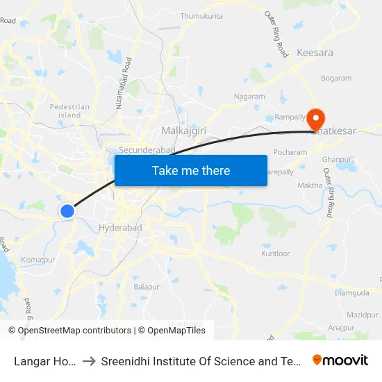 Langar House to Sreenidhi Institute Of Science and Technology map