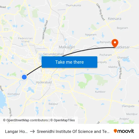 Langar House to Sreenidhi Institute Of Science and Technology map