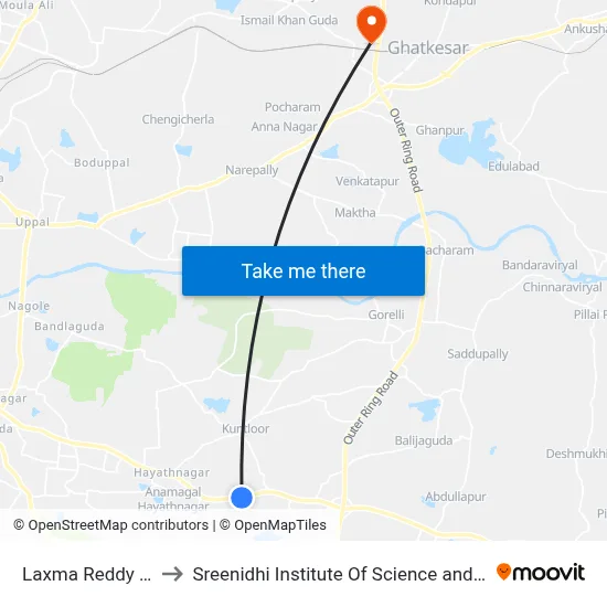 Laxma Reddy Palem to Sreenidhi Institute Of Science and Technology map