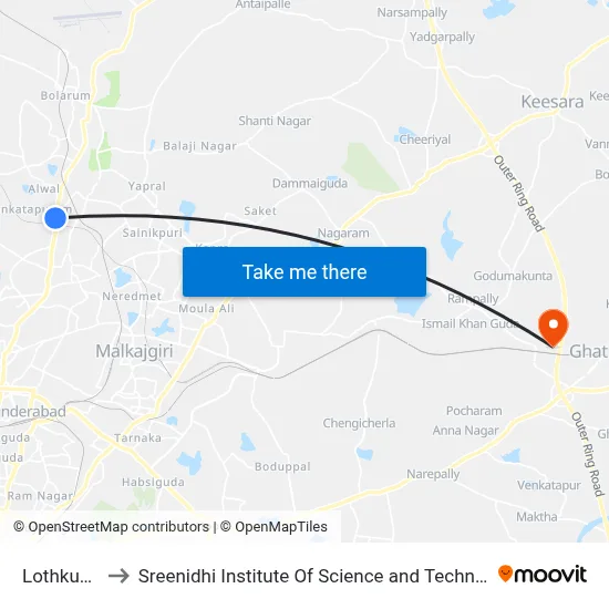 Lothkunta to Sreenidhi Institute Of Science and Technology map