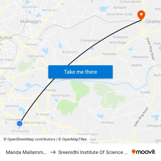 Manda Mallamma Gardens to Sreenidhi Institute Of Science and Technology map