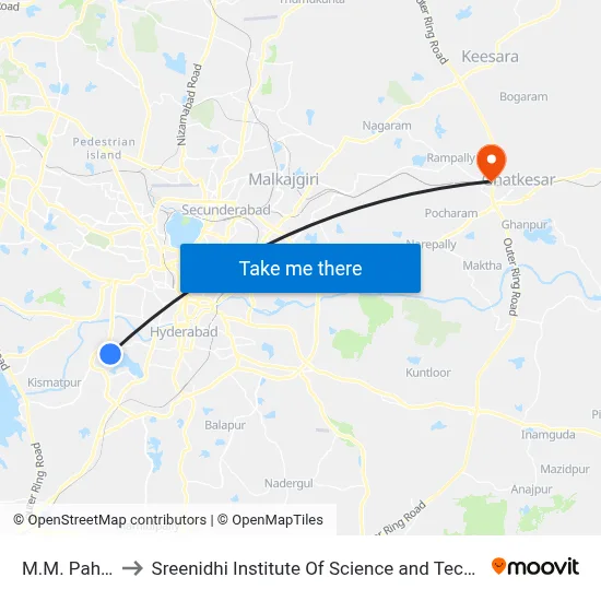 M.M. Pahadi to Sreenidhi Institute Of Science and Technology map