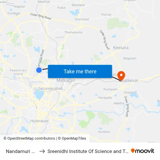 Nandamuri Nagar to Sreenidhi Institute Of Science and Technology map