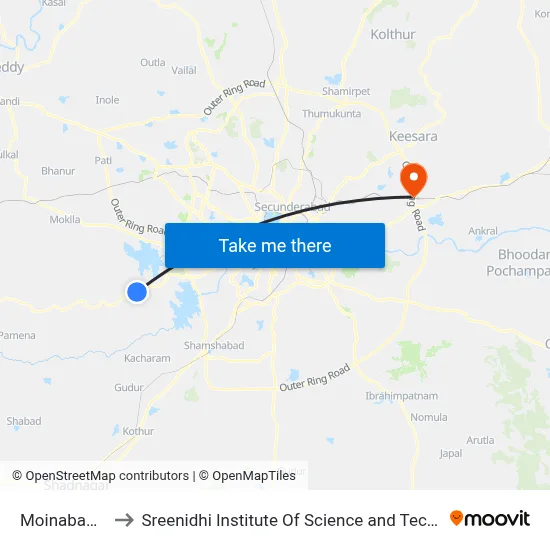 Moinabad Ps to Sreenidhi Institute Of Science and Technology map