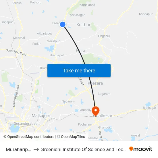 Muraharipally to Sreenidhi Institute Of Science and Technology map