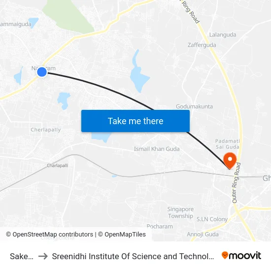 Saketh to Sreenidhi Institute Of Science and Technology map