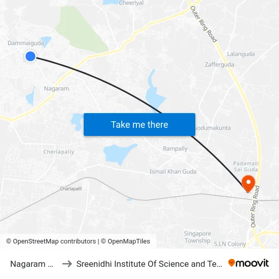 Nagaram Road to Sreenidhi Institute Of Science and Technology map