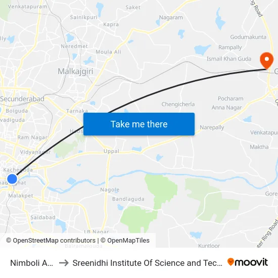 Nimboli Adda to Sreenidhi Institute Of Science and Technology map