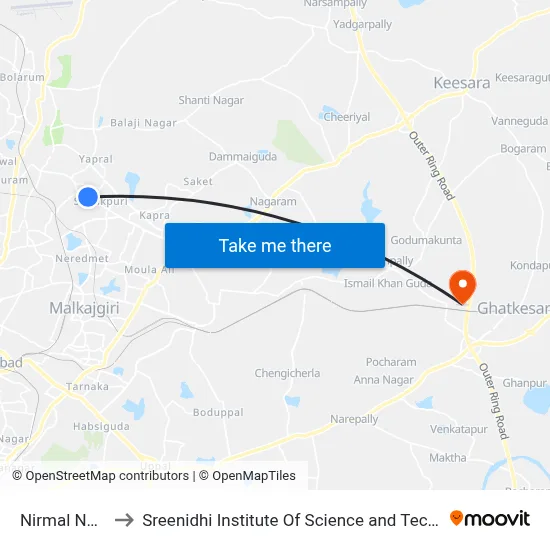 Nirmal Nagar to Sreenidhi Institute Of Science and Technology map
