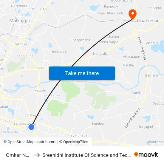 Omkar Nagar to Sreenidhi Institute Of Science and Technology map