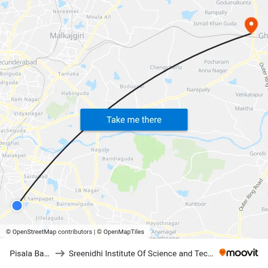 Pisala Banda to Sreenidhi Institute Of Science and Technology map