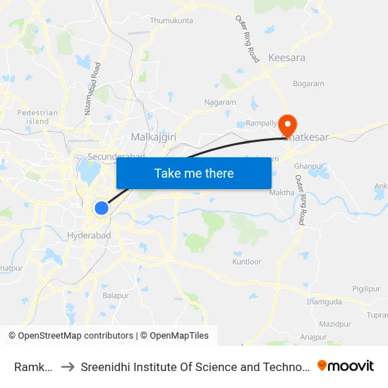 Ramkoti to Sreenidhi Institute Of Science and Technology map