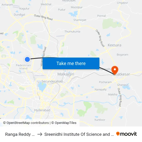 Ranga Reddy Nagar to Sreenidhi Institute Of Science and Technology map