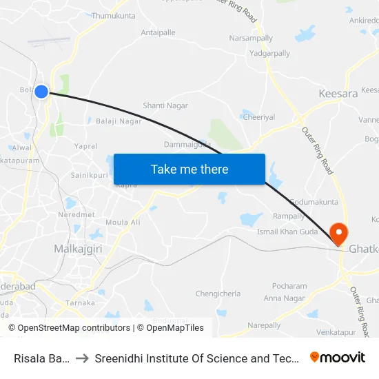 Risala Bazar to Sreenidhi Institute Of Science and Technology map