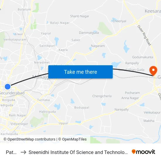 Patny to Sreenidhi Institute Of Science and Technology map