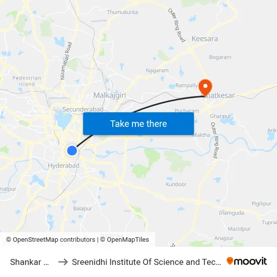 Shankar Mutt to Sreenidhi Institute Of Science and Technology map