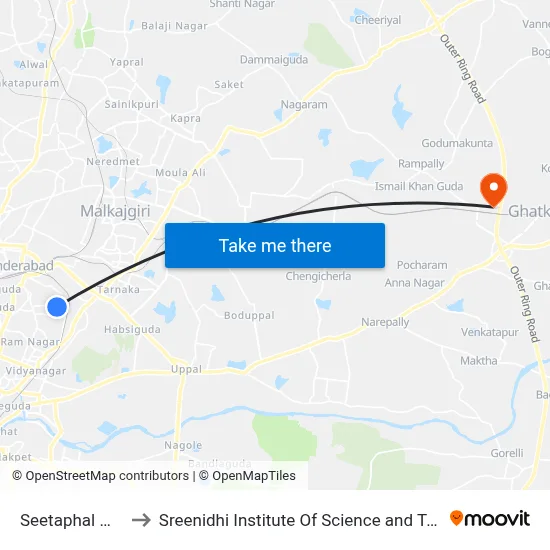 Seetaphal Mandi to Sreenidhi Institute Of Science and Technology map