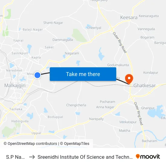 S.P Nagar to Sreenidhi Institute Of Science and Technology map
