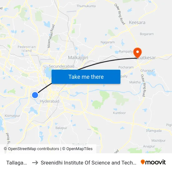Tallagadda to Sreenidhi Institute Of Science and Technology map