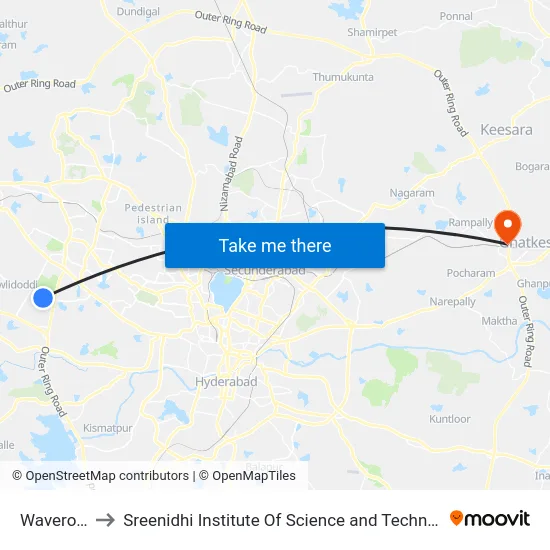 Waverock to Sreenidhi Institute Of Science and Technology map