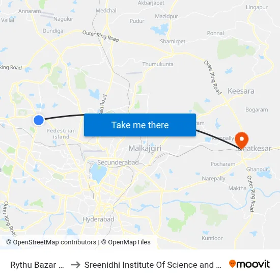 Rythu Bazar KPHB to Sreenidhi Institute Of Science and Technology map