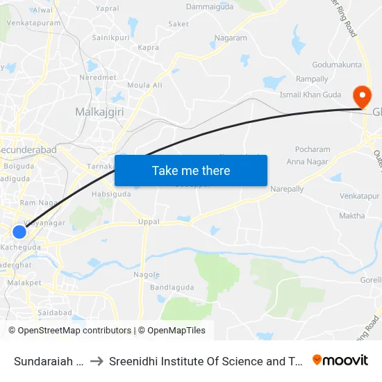 Sundaraiah Park to Sreenidhi Institute Of Science and Technology map