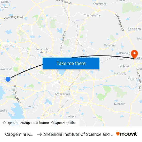 Capgemini Kokapet to Sreenidhi Institute Of Science and Technology map