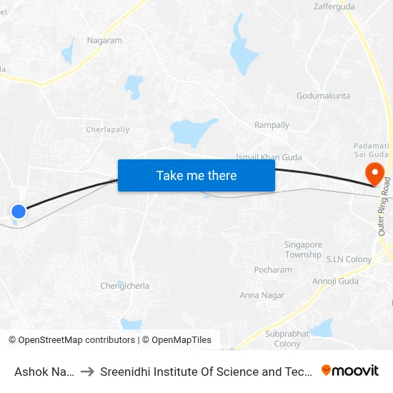 Ashok Nagar to Sreenidhi Institute Of Science and Technology map