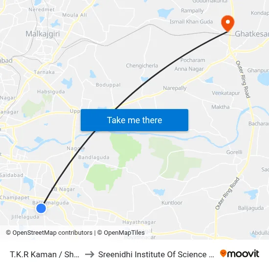 T.K.R Kaman / Shakti Nagar to Sreenidhi Institute Of Science and Technology map