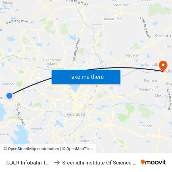 G.A.R.Infobahn Tower Gate to Sreenidhi Institute Of Science and Technology map