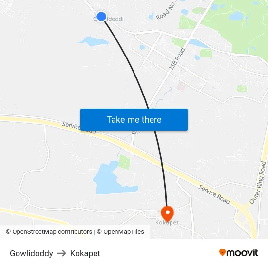 Gowlidoddy to Kokapet map