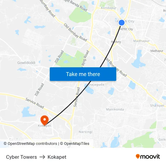 Cyber Towers to Kokapet map