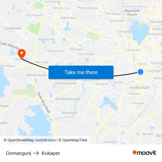 Osmangunj to Kokapet map