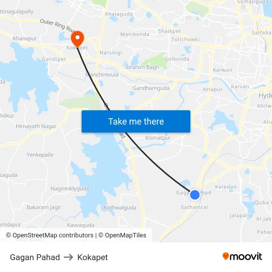 Gagan Pahad to Kokapet map