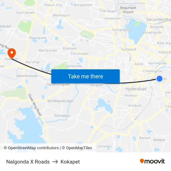 Nalgonda X Roads to Kokapet map
