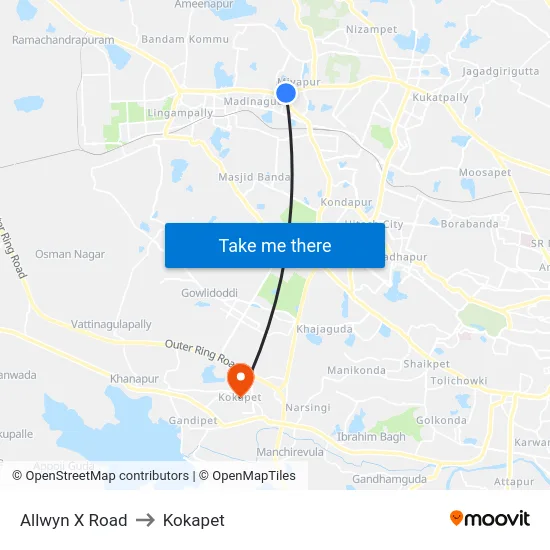Allwyn X Road to Kokapet map