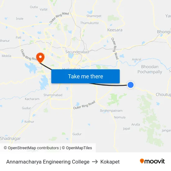 Annamacharya Engineering College to Kokapet map